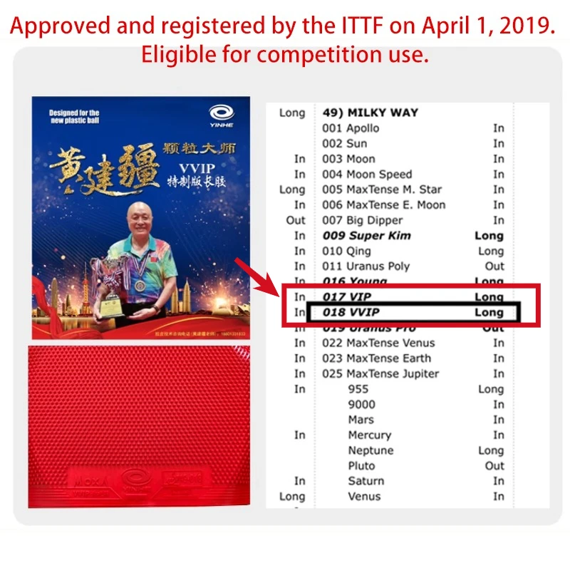 YINHE Huang Jianjiang VVIP Taf - Table Tennis Club recensie en prijs